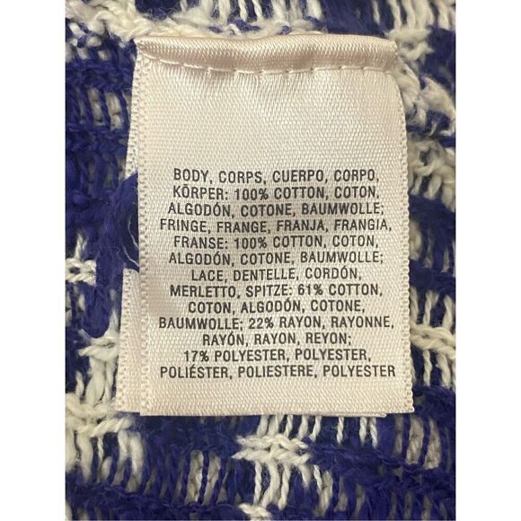 Anthropology MOTH Navy White Turson Netted Lace Tassel Vest Women’s Sz XS/Sm - Picture 5 of 5